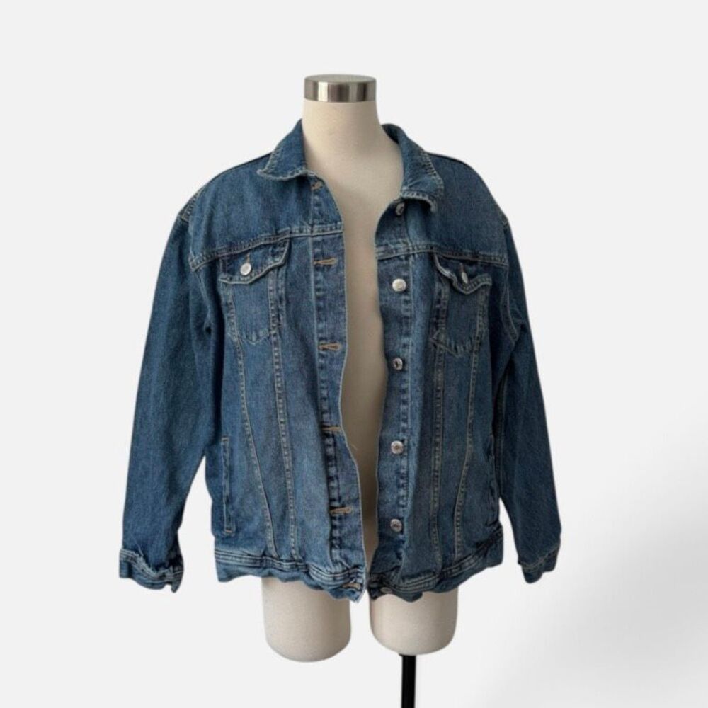 Old Navy Boyfriend Dark Wash Jean Denim Jacket Wash Large Oversized